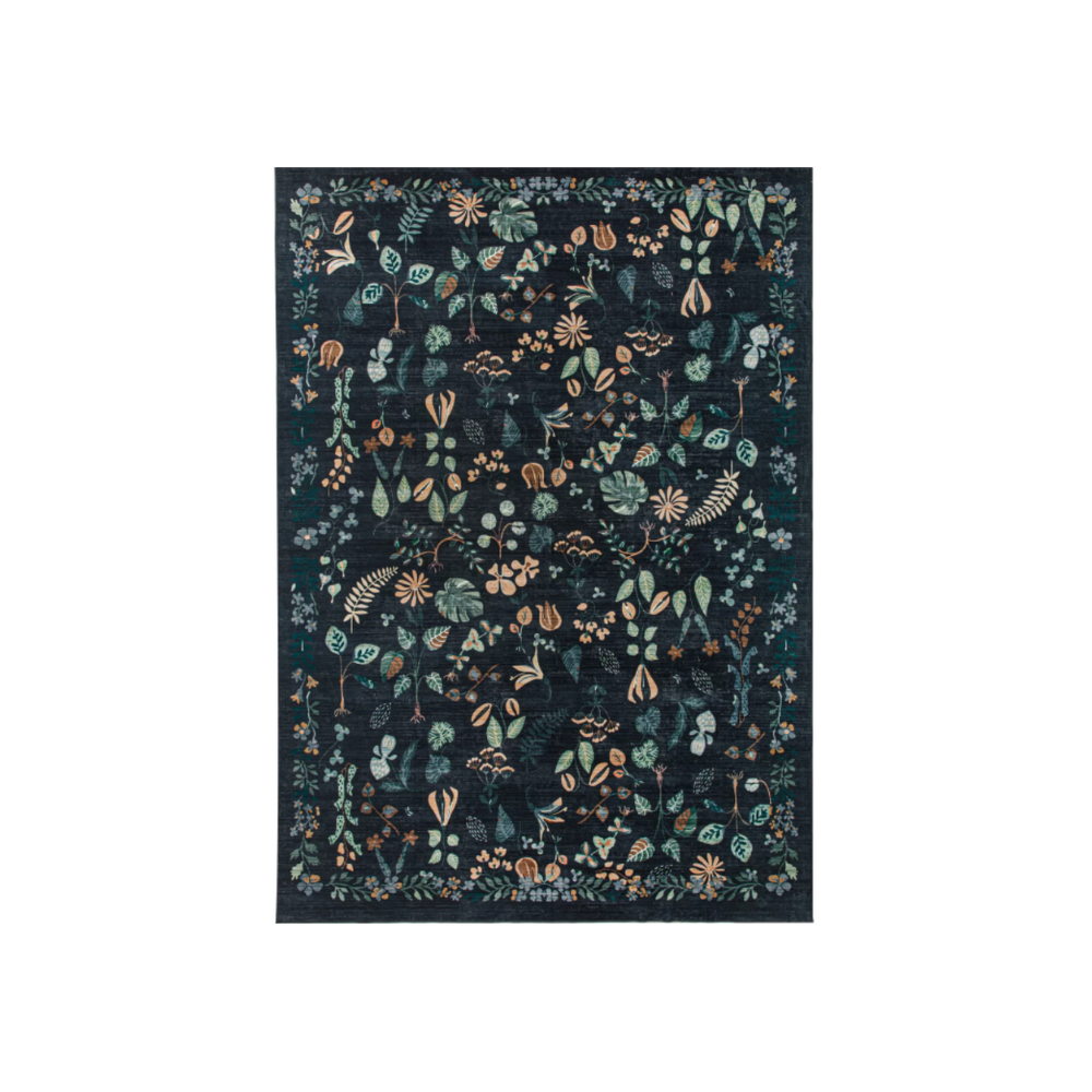 Midnight Meadow Charcoal Black Rug