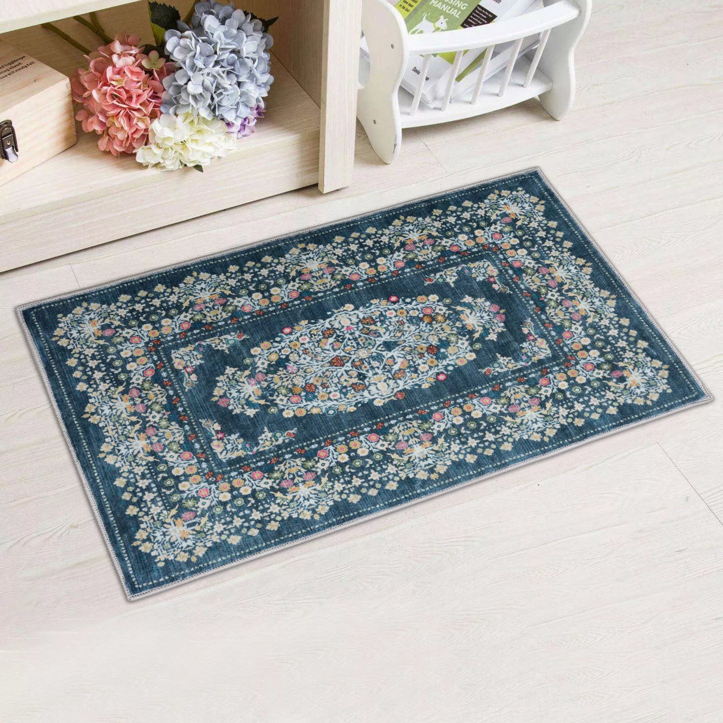 Antique Bloom Teal Turquoise Blue
