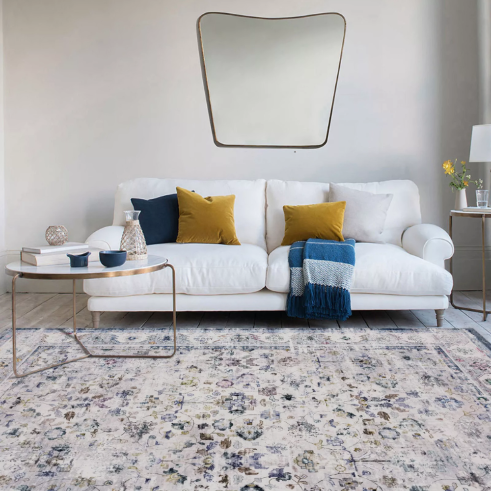 Vintage Distressed Blue Ivory Allover