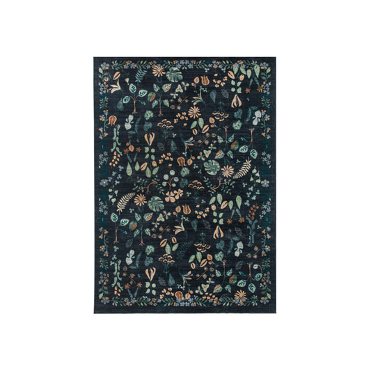 Midnight Meadow Charcoal Black Rug