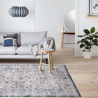 Vintage Distressed Blue Ivory Allover