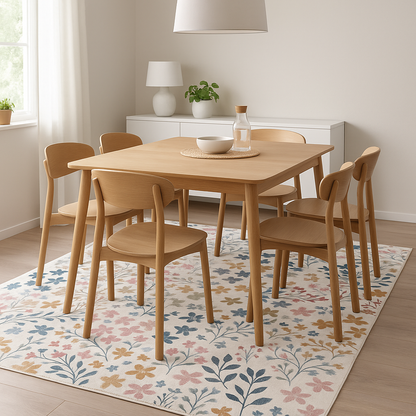 Spring Garden Ivory Teal Blue & Pastel Pink