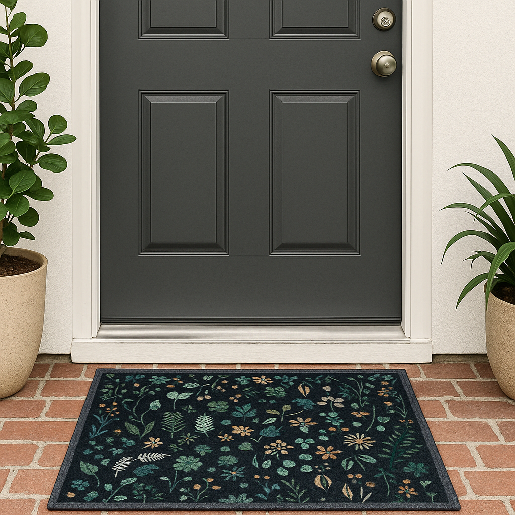 Midnight Meadow Charcoal Black Rug