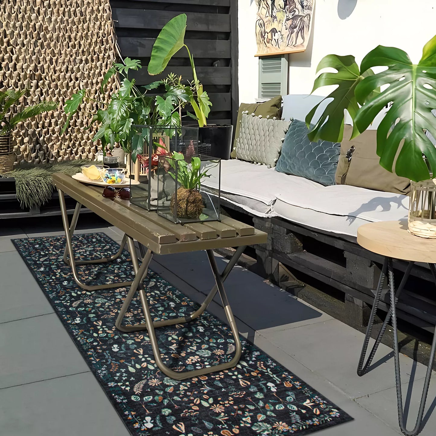 Midnight Meadow Charcoal Black Rug