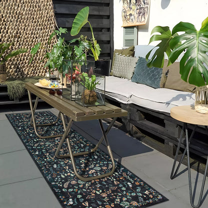 Midnight Meadow Charcoal Black Rug